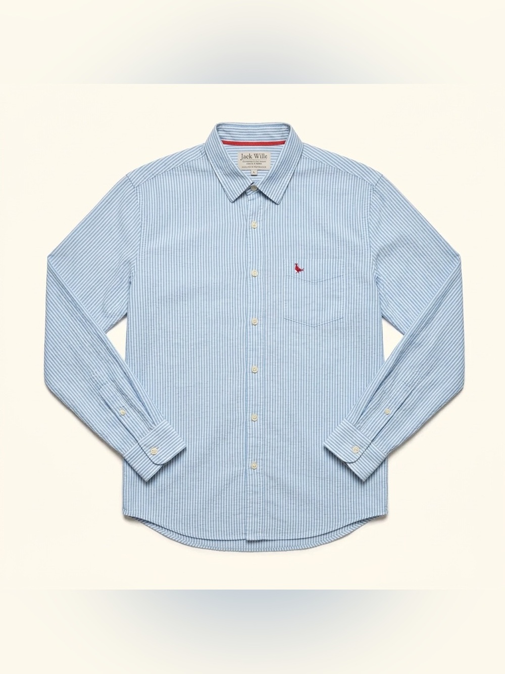 Jack Wills fabulously British Light Blue Pink Pinstripe Long Sleeve Shirt XL